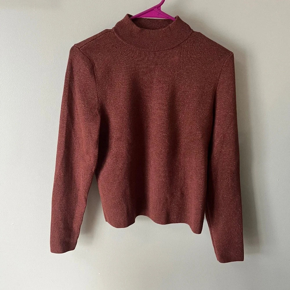 Copper Lurex Mock Neck Sweater/Size M